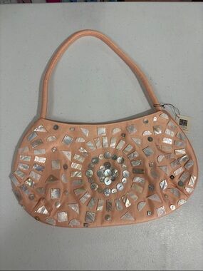 Peach Mosaic Embellished Shoulder Bag